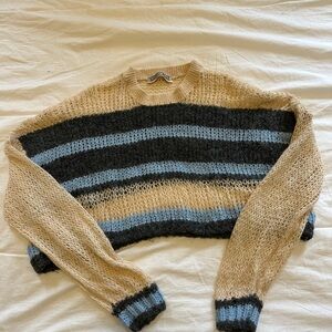 Urban Outfitters Kimchi Blue Women’s Cropped Sweater Cream, Blue, Grey, Size L